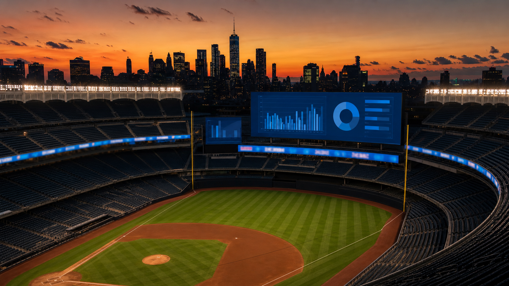 Baseball stadium with neutral digital market signage