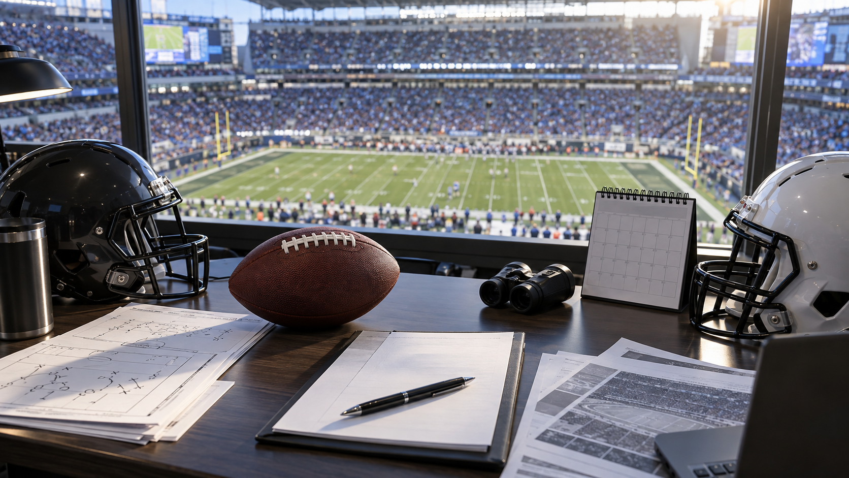 Editorial illustration of an NFL Week 2 betting preview, game lines, and a football field